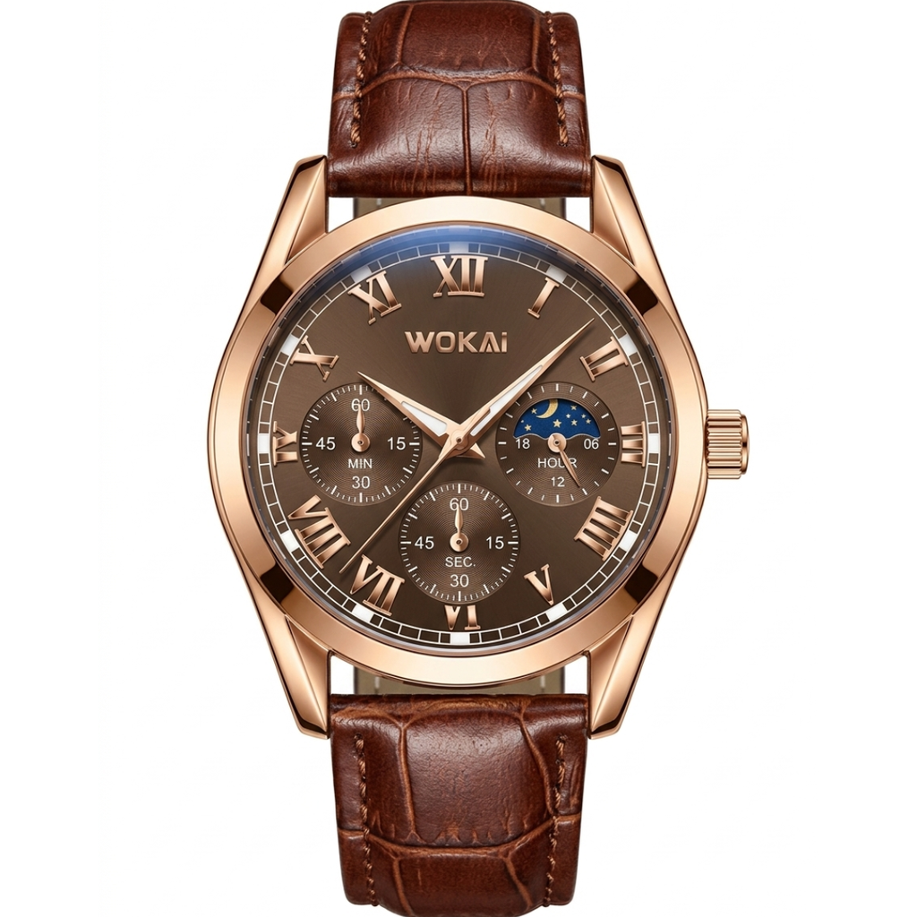 Relógio Classic Design Gold Brown - WOKAI