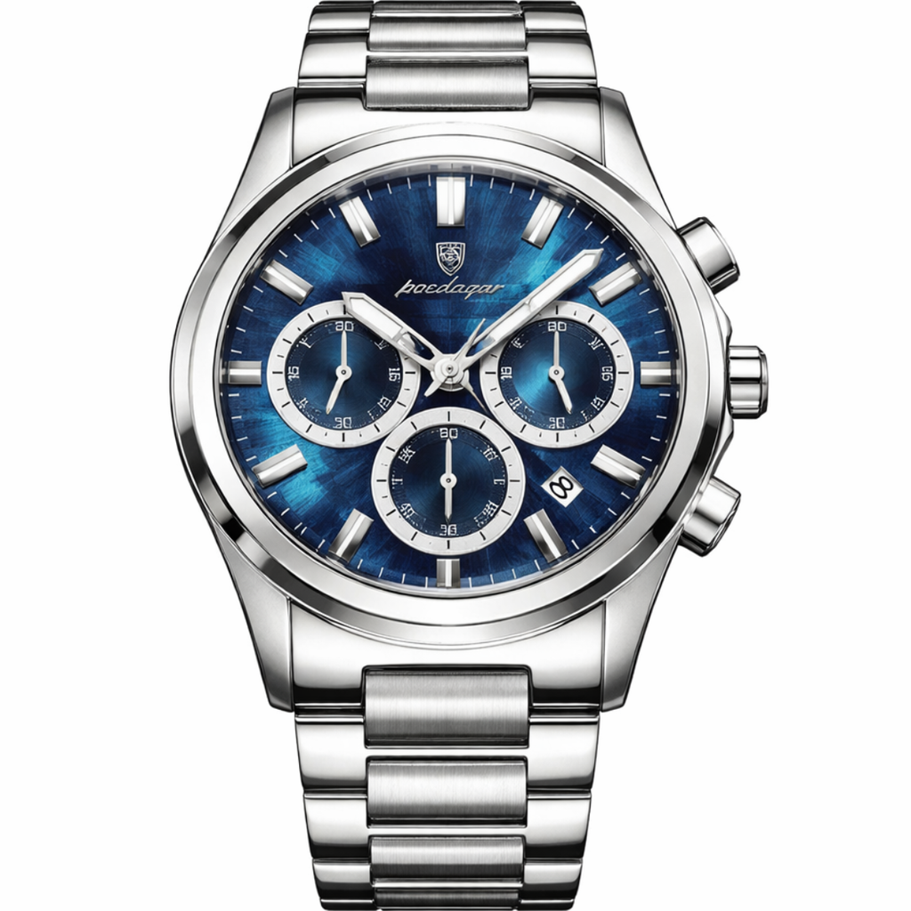 Relógio Modern Design Lordliness Silver Blue - POEDAGAR