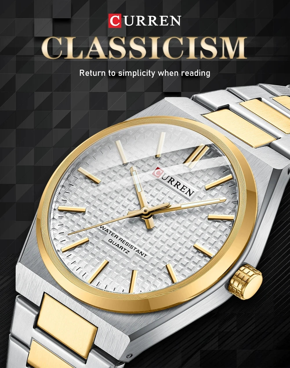 Relógio Sophisticated Luxury Gold Sliver - CURREN