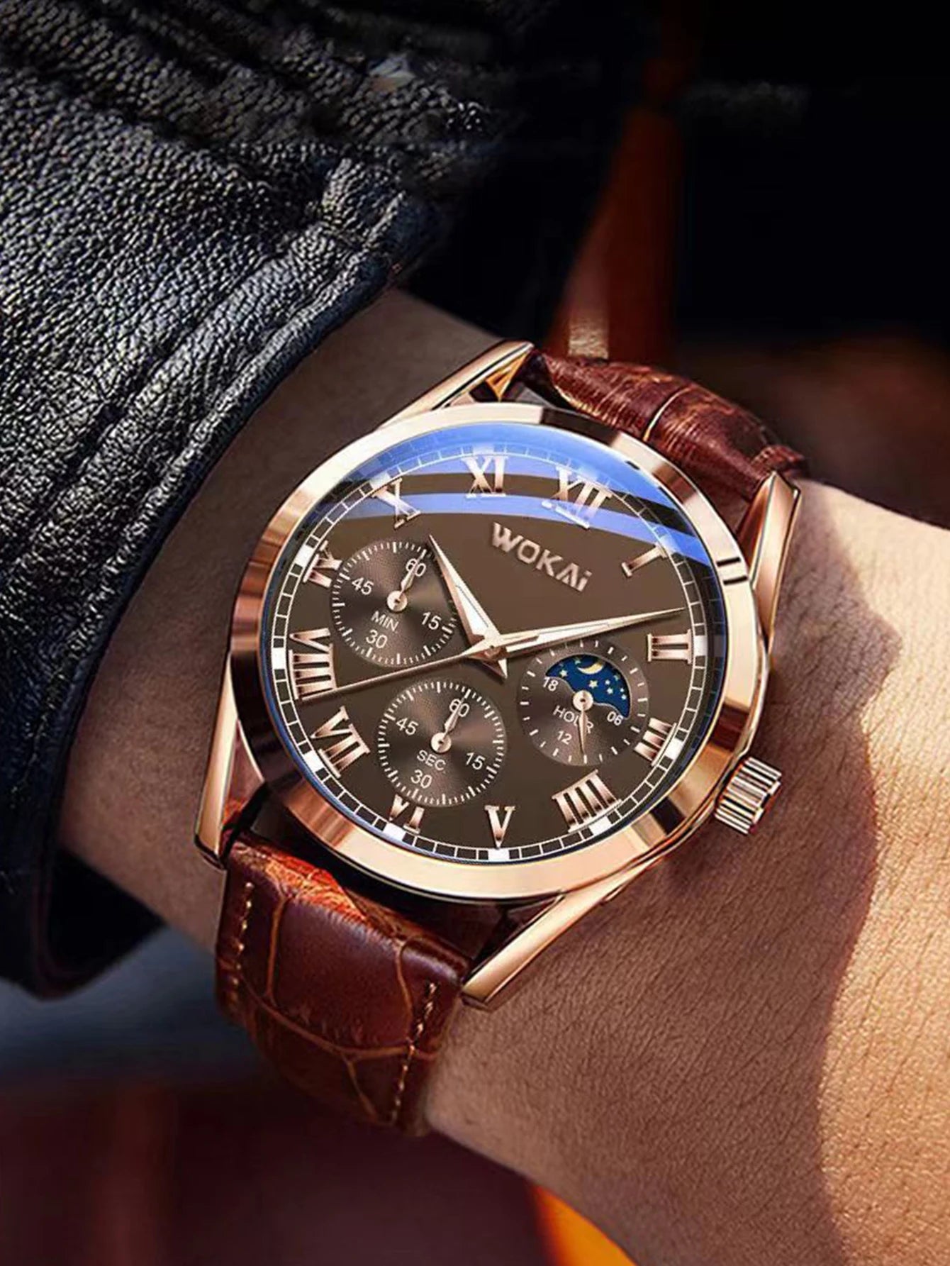 Relógio Classic Design Gold Brown - WOKAI
