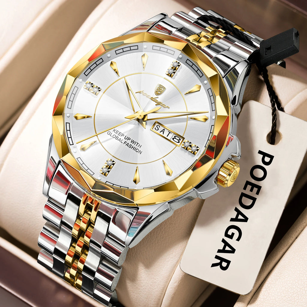 Relógio Luxury Robust Gold White - POEDAGAR