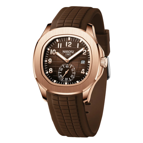 Relógio Classic Luxury Design Gold Brown - NIBOSI